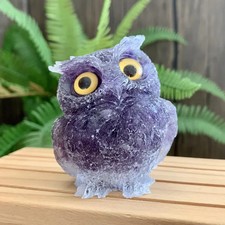 Natural Amethyst Crystal Orgone Owl Figurine Statue Carving Home Decor 2.5