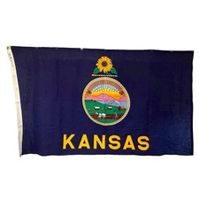 Vintage 1960s Cotton Flag Of Kansas State USA America - 3 X 5 picture