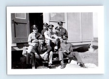 Old Vintage Photo ARMY MEN SOLDIERS GROUP PICTURE OUTSIDE BARRACKS SNAPSHOT picture