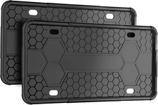 2Pack Premium Matte Black Silicone License Plate Frames, License Plate Holder... picture