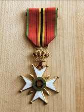 Belgium WWI National Federation Of Combattants Veterans Medal Enamel Cross Crown picture