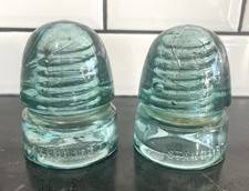 Vintage, 2, Standard, Aqua Glass Insulators, CPR, Canadian Pacific Railway, RARE picture