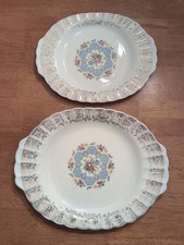 VTG Limoges GOLD WARRANTED 22-K GOLD LOT OF 2 FLORAL DINNER PLATES picture