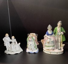Set Of Three 1940's Occupied Japan Figurines Vintage Rococo Courting Couple picture