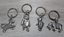 Lot of 4 Vintage Danforth Pewter Classic Winnie the Pooh Keychains New Condition picture