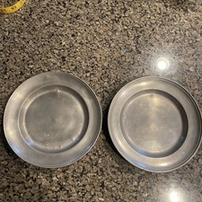 Set of 2 Vintage Pewter 8” Plates picture