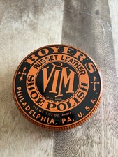 Boyer’s Vim Russet Leather Shoes Polish Vintage Can 1950s picture