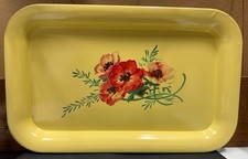 Vintage Rectangular Metal Serving Tray / Lap Tray 1950's Yellow Poppy Pattern picture