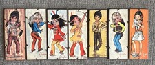 F. Idylle/Jolylle Big Eyes School Girl Wood Art Italy 4” X 9.5” Vtg Lot 7 picture