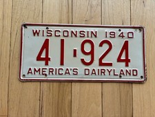 1940 Wisconsin License Plate picture