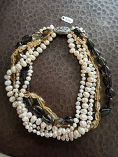 Original Citrine Stones and 5 Strand Pearls Necklace picture