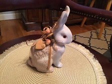 Vintage Tera Cotta Ceramic Glazed Decorated Rabbit By Raul picture