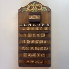 Vintage Sunflower Perpetual Wood Calendar Hanging Cottagecore Farmhouse Spanish picture