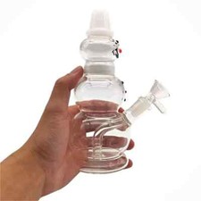 7'' Snow Man Hookah Glass Bong Water Smoking Pipe Bubbler with 14mm Male Bowl picture