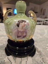 Antique Royal Saxe German Portait Vase 7 Inch Absolutely Stunning On A Stand picture