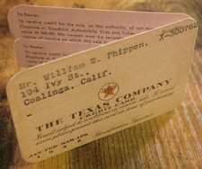 Vintage 1942 The Texas Co (Texaco) Paper Credit Charge Card Bifold - Gas & Oil picture