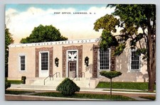 Lakewood NJ Post Office Vintage Postcard New Jersey Pine Belt Scene picture