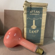 Vintage Atlas 50’s (?) Pink 200 watt with sleeve light bulb Works Studio USA picture