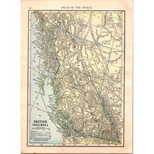 Vintage Map of British Columbia and Alberta & Saskatchewan 1910 Map SL1 picture