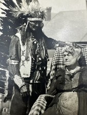 CHIEF RED WOLF AND MRS. W.F. CODY LOUISA FREDERICI BUFFALO BILLS WIFE RPPC PHOTO picture
