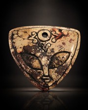 Triangular Carved Stone Pendant with Face Design picture