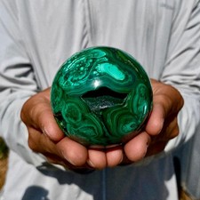 430G Rare Natural Malachite quartz hand Carved sphere Crystal Healing Gem ball picture