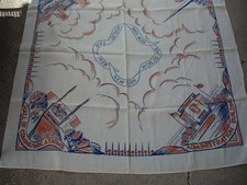 Rare 1939 NY Worlds Fair 52 x 49 Linen Tablecloth E. Barton Antique Textile picture