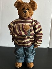 1993 Bear Figurine Striped Shirt Denim Pants Numbered Vintage Collectible #1931 picture