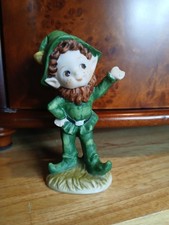 Lefton Trade Mark Exclusive Elf I Green Clothing 3.5 In Tall No Chips Or Cracks picture