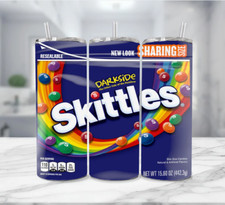 Skittles Darkside Candy Stainless Steel Tumbler Multicolor With Straw - 20 Ounce picture