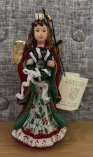 Reed & Barton Holly Angel C3201 Blown Glass Ornament Swarovski Crystals And Box picture
