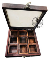 FATIMA Vintage Handmade Wooden Spice Box – 9 Compartment Box Thanksgiving Gift picture