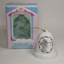 Vtg 1996 Precious Moments 111147 Porcelain Holiday Bell Ornament Bundles of Joy picture