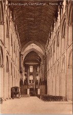 Peterborough Cathedral Nave E Antique Postcard DB UNP Unused picture