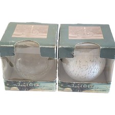 Traditions Glass Oil Lamps Hand Blown Sphere Crackle Round Candle Pair of 2 picture