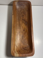 Large Dough Bowl Wood Bread Bowl Centerpiece Platter  20” picture