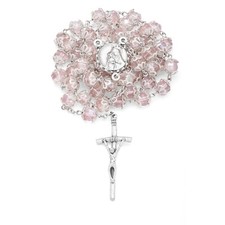 Mater Ecclesiae Rosary Holy Family Pink Beads Catholic Necklace from Vatican picture