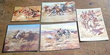 Title Vintage Charles M Russell Western Art Print Set Cowboy Native American... picture