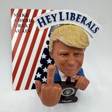 President Trump Funny Christmas F##K U Media Bobble Middle Finger Bobblehead  picture