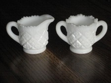 Vintage Child's Mini Westmoreland ? Milk Glass Sugar & Creamer Set picture