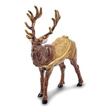 Jere Bejeweled ELK AMINO Elk Trinket Box w Pendant Necklace picture