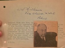 AUTOGRAPH -- 4 Star Admiral -- Commander  Asiatic Fleet - Clarence S. Williams picture