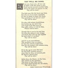 Thy Will Be Done - John Greenleaf Whittier 1884 Poem AG3-M4 picture