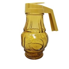 Vintage Wheaton Amber Glass Bullseye Syrup Dispenser Pancake Waffles  picture