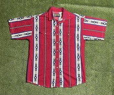 Panhandle Slim Western Americana Short Sleeve Shirt Red Pattern Size L 16.5 picture