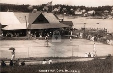South Bristol ME Maine Christmas Cove Tennis RPPC Photo Postcard COPY picture