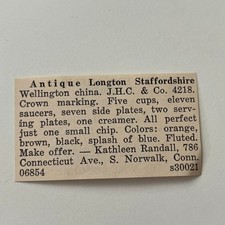 Antique Longton Staffordshire Kathleen Randall Norwalk CT 1973 Ad SAI4-S98 picture
