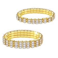 [Lucbuy] 2Pcs Rhinestone Stretch Bracelet Sparkling Diamond Tennis Bracelet, Si_ picture