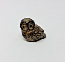Vintage Small Owl Figurine Brown Black Speckled Made in Japan picture