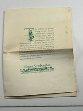 Vintage Restaurant Menu Historic Strasburg Inn Lancaster County PA picture